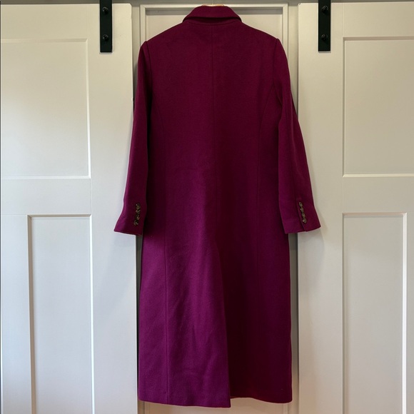 ANN TAYLOR Wool Blend Long Chesterfield Coat Magenta Purple Size Medium - Picture 11 of 14